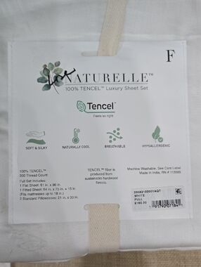$160 RETAIL -TENCEL™ Luxury Sheet Set - White (Full)